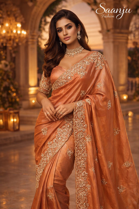 Premium Shimmery Tissue Silk Saree