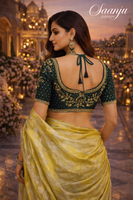 Premium Designer Gmy Silk with elegant cut work border saree
