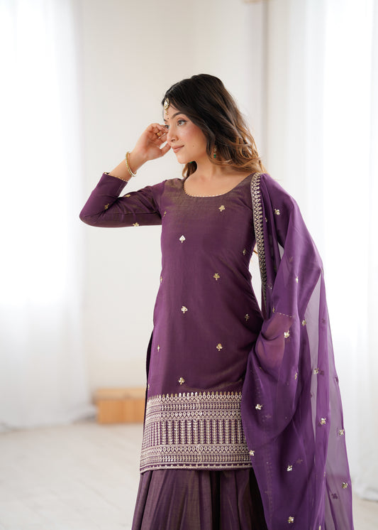 PURE ROMANSHIMMER CHANDERI SILK FABRIC ANARKALI