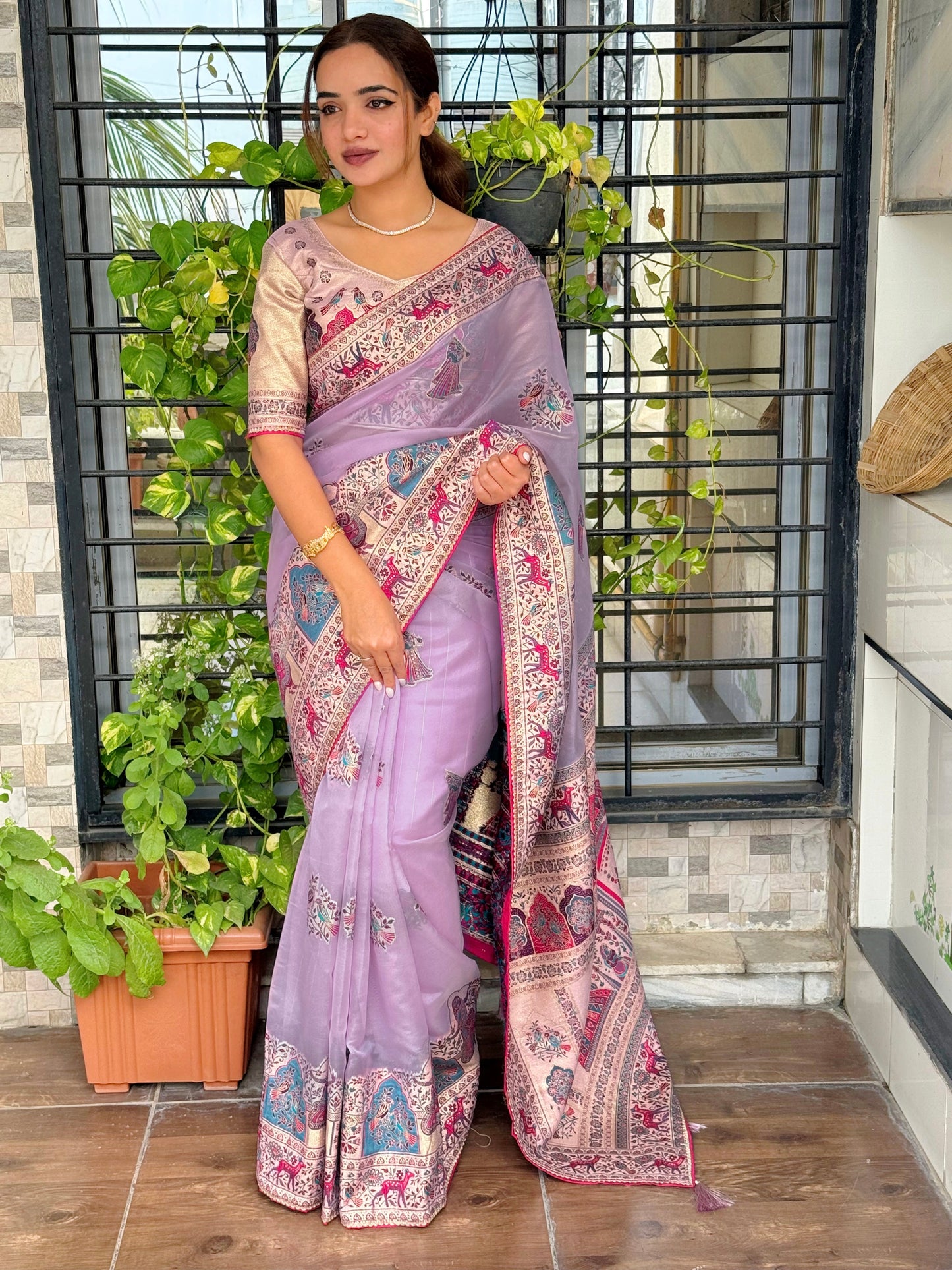 Pure organza jacquard elegance saree