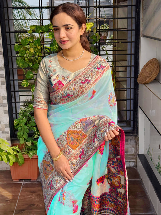 Pure organza jacquard elegance saree