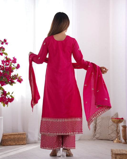 NEW BEAUTIFUL PURE CHINON SILK FABRIC STRAIGHT FIT KURTA