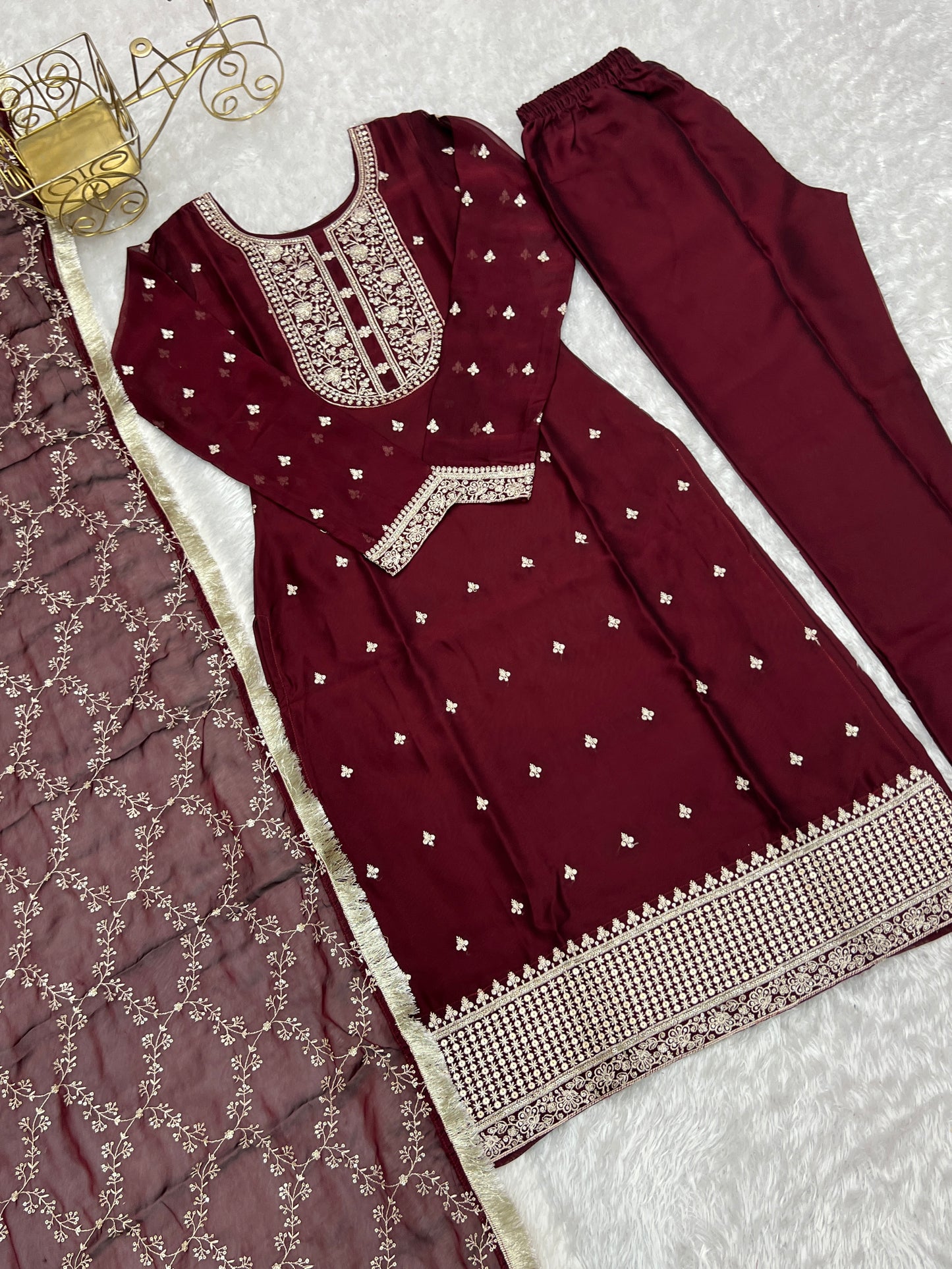 PURE BLOOMING RANGOLI SILK FABRIC WITH BEAUTIFUL EMBROIDERY SUIT