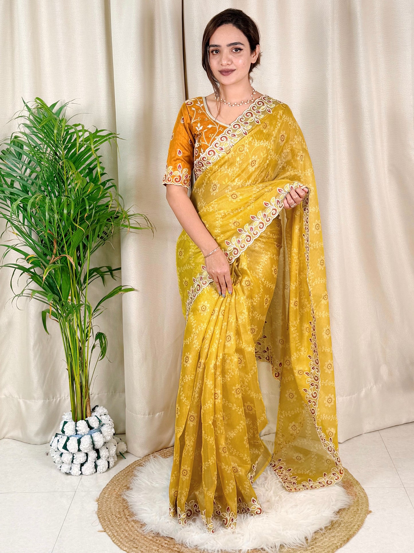 Cotton satin with our Embroidered work Saree