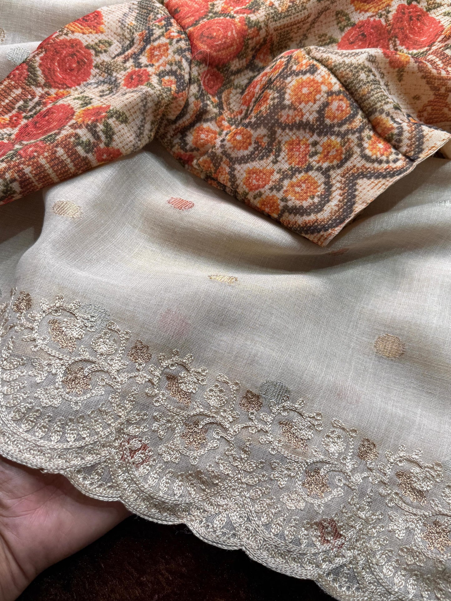 linen cotton with zari weaving saree