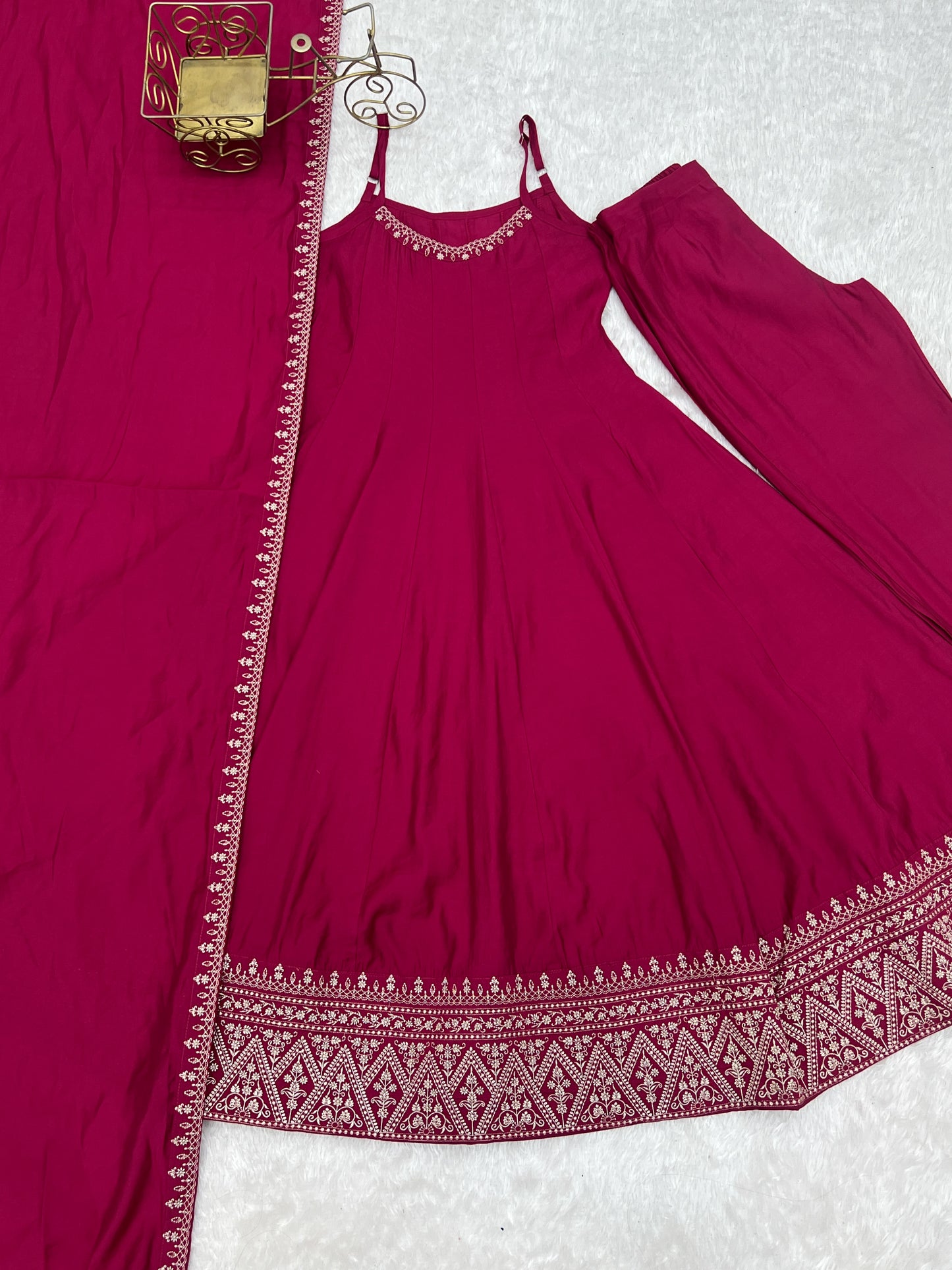 PREMIUM QUALITY HEAVY PURE ROMANSILK CHANDERI FABRIC 3 PEACE