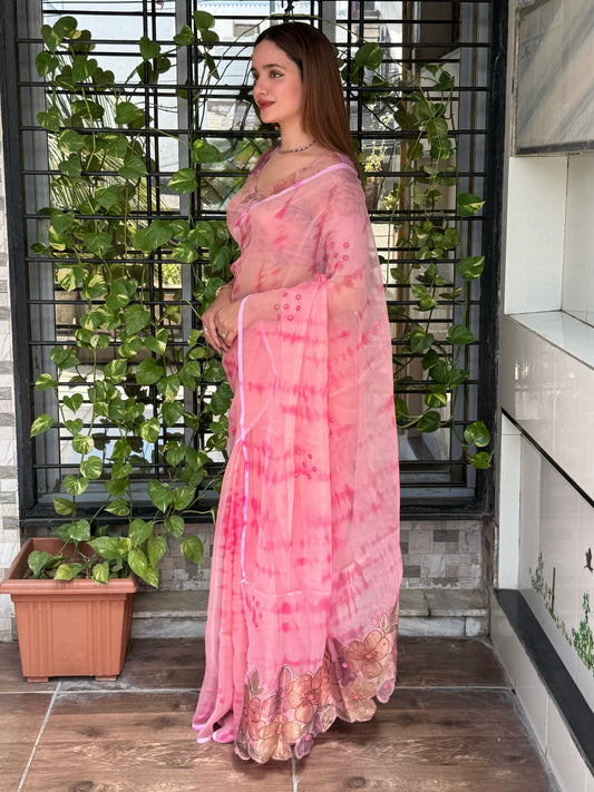 pure glass tissue designer saree