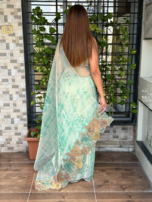 pure glass tissue designer saree