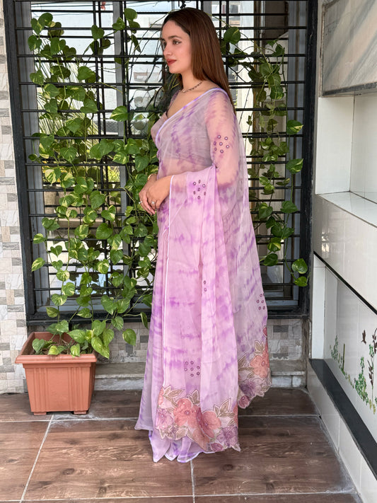 pure glass tissue designer saree