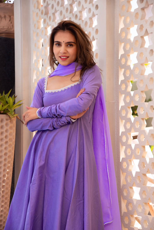 PURPLE COLOUR PARTY WEAR TOP WITH PENT AND DUPATTA