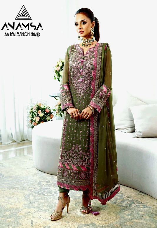 Heavy Pure Georgette With Self Embroidered Very Beautiful Design And Sequence Work