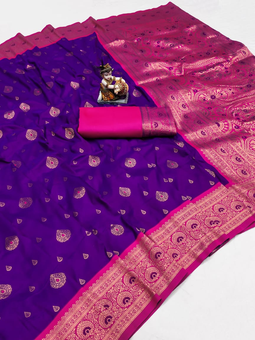 BANARASI SOFT SILK Contrast Jequard Border Saree