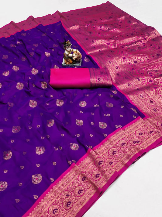 BANARASI SOFT SILK Contrast Jequard Border Saree
