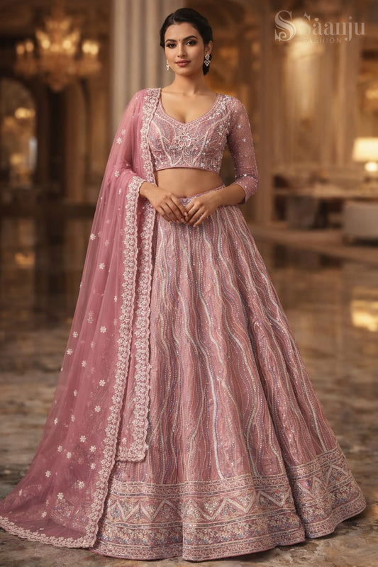 Gmy Silk Lehenga With Sequins & Dori Choli