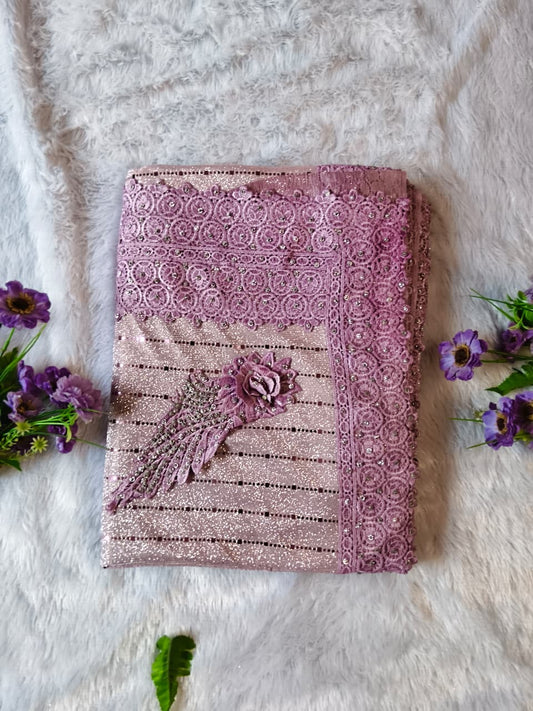 Rose Pink Designer Saree Set