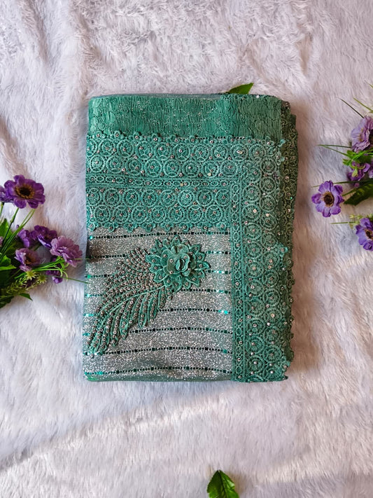 Sea Green Designer Saree Set