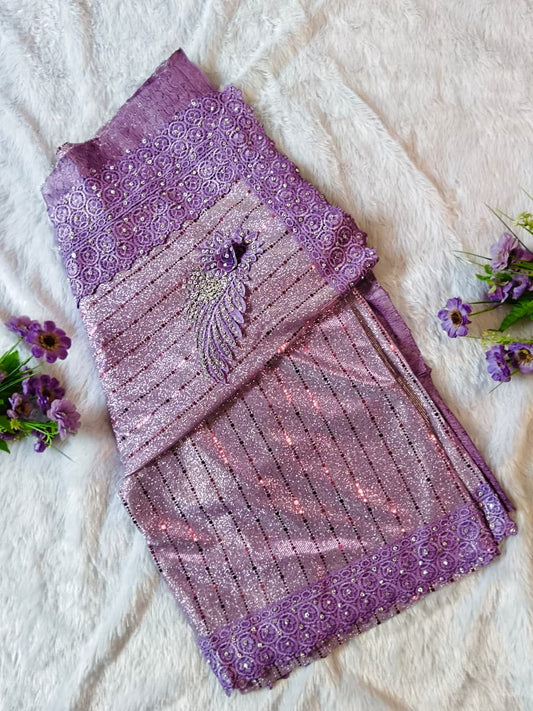 Royal Lavender Designer Saree Set