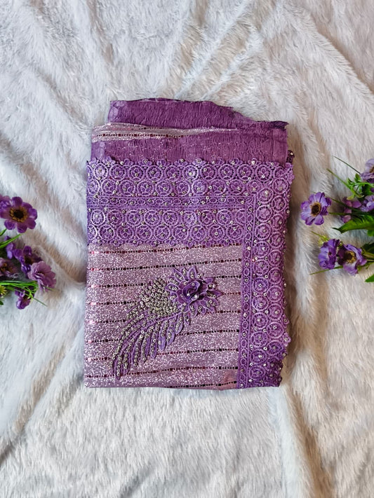 Royal Lavender Designer Saree Set