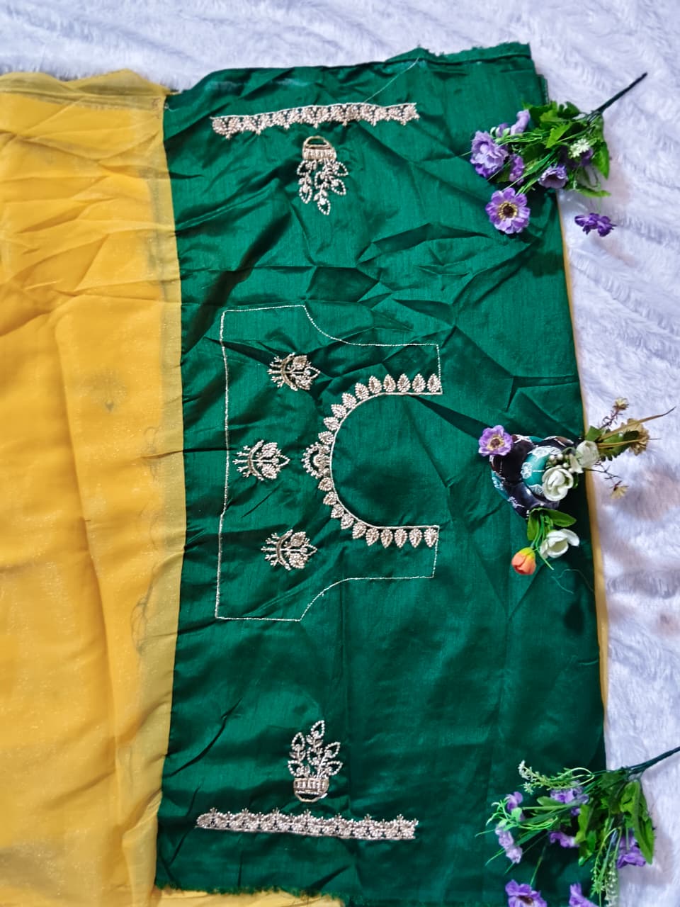 Elegant Gaji Silk Saree with Heavy Wall Moti Embroidery