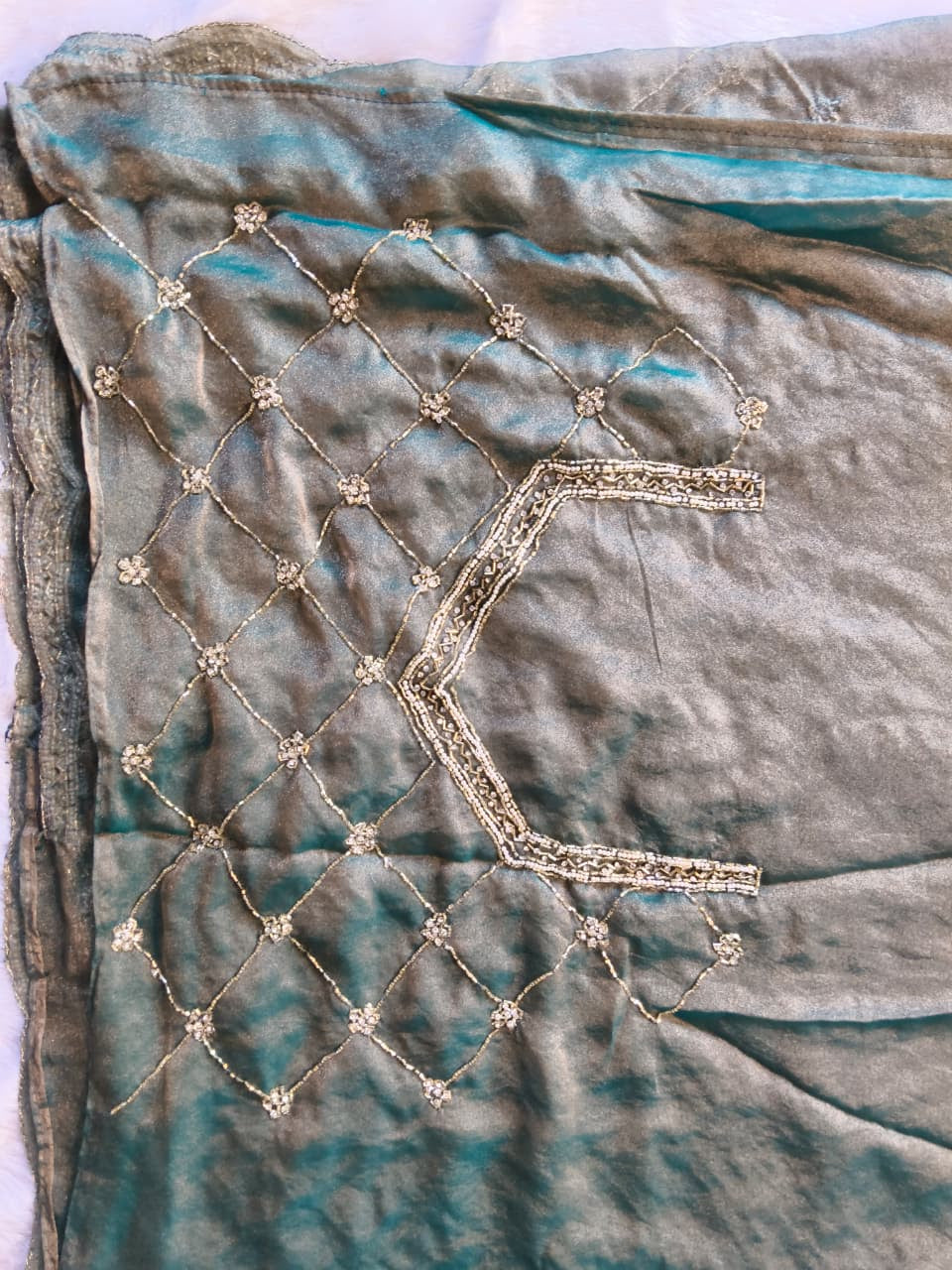 Premium GMY Silk Beads Work Saree