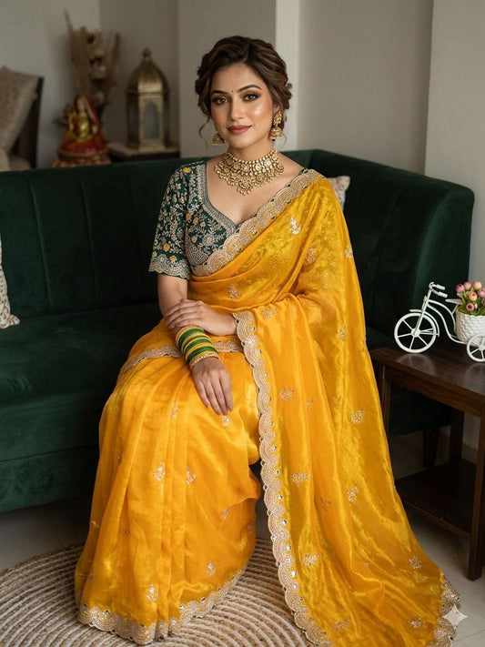 Premium Space Silk Saree with beautiful multi sequence