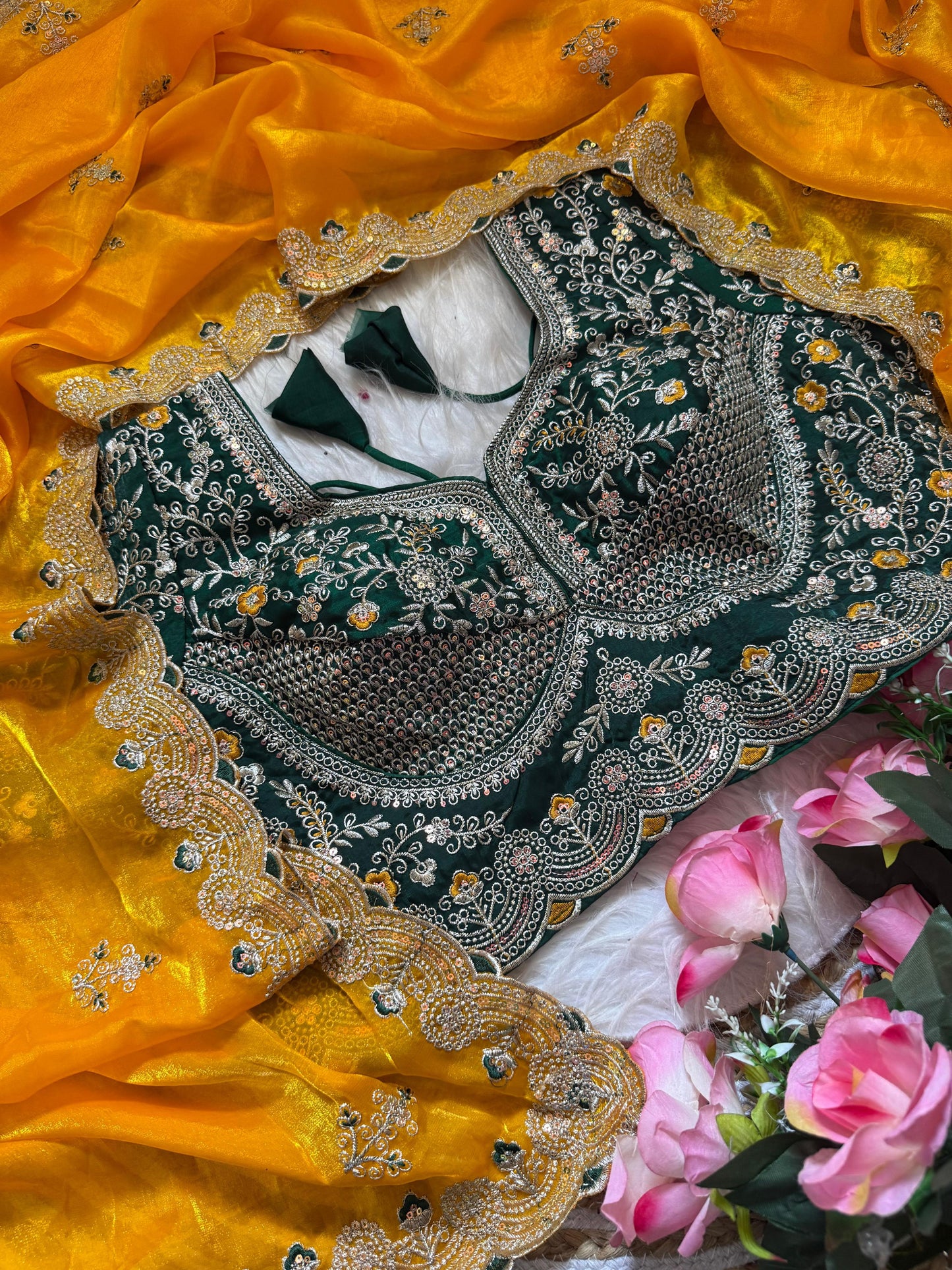 Premium Space Silk Saree with beautiful multi sequence
