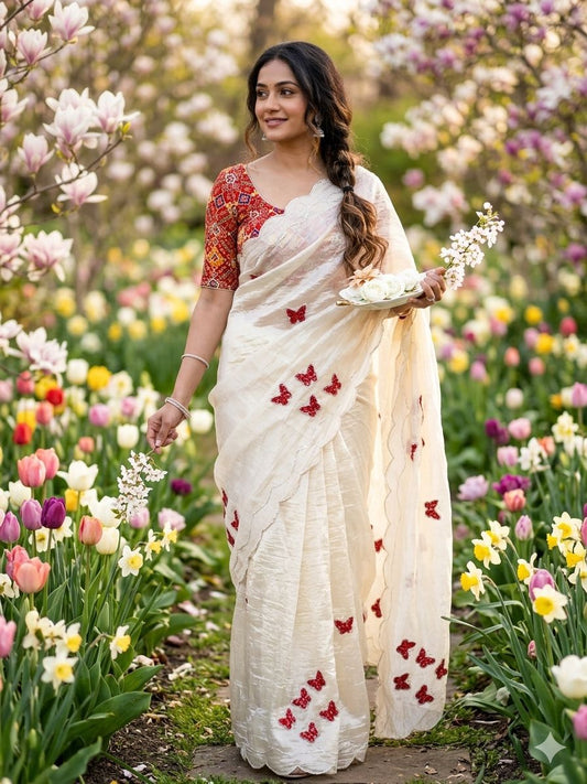 Beautiful crush Silk Saree butterfly