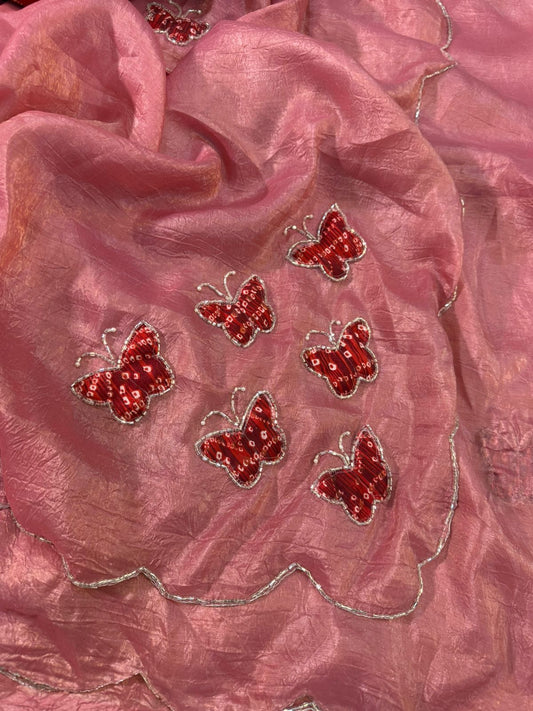 Beautiful crush Silk Saree butterfly