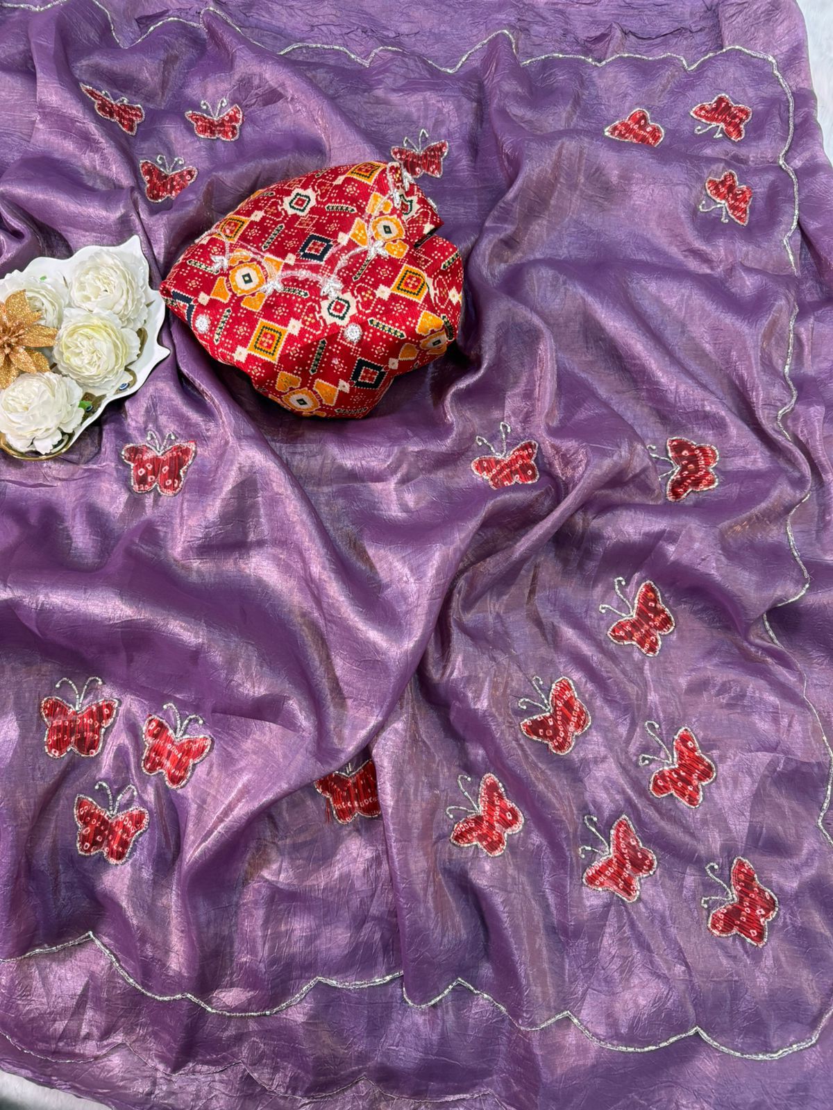 Beautiful crush Silk Saree butterfly