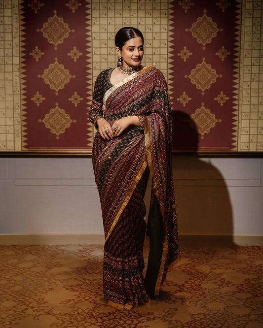 Premium chinon silk saree