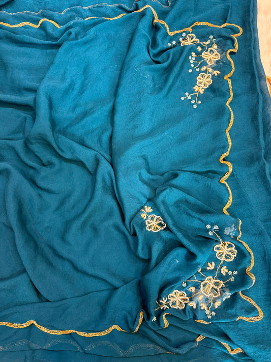 Rangoli crush saree with pearl nd cutdena handwork