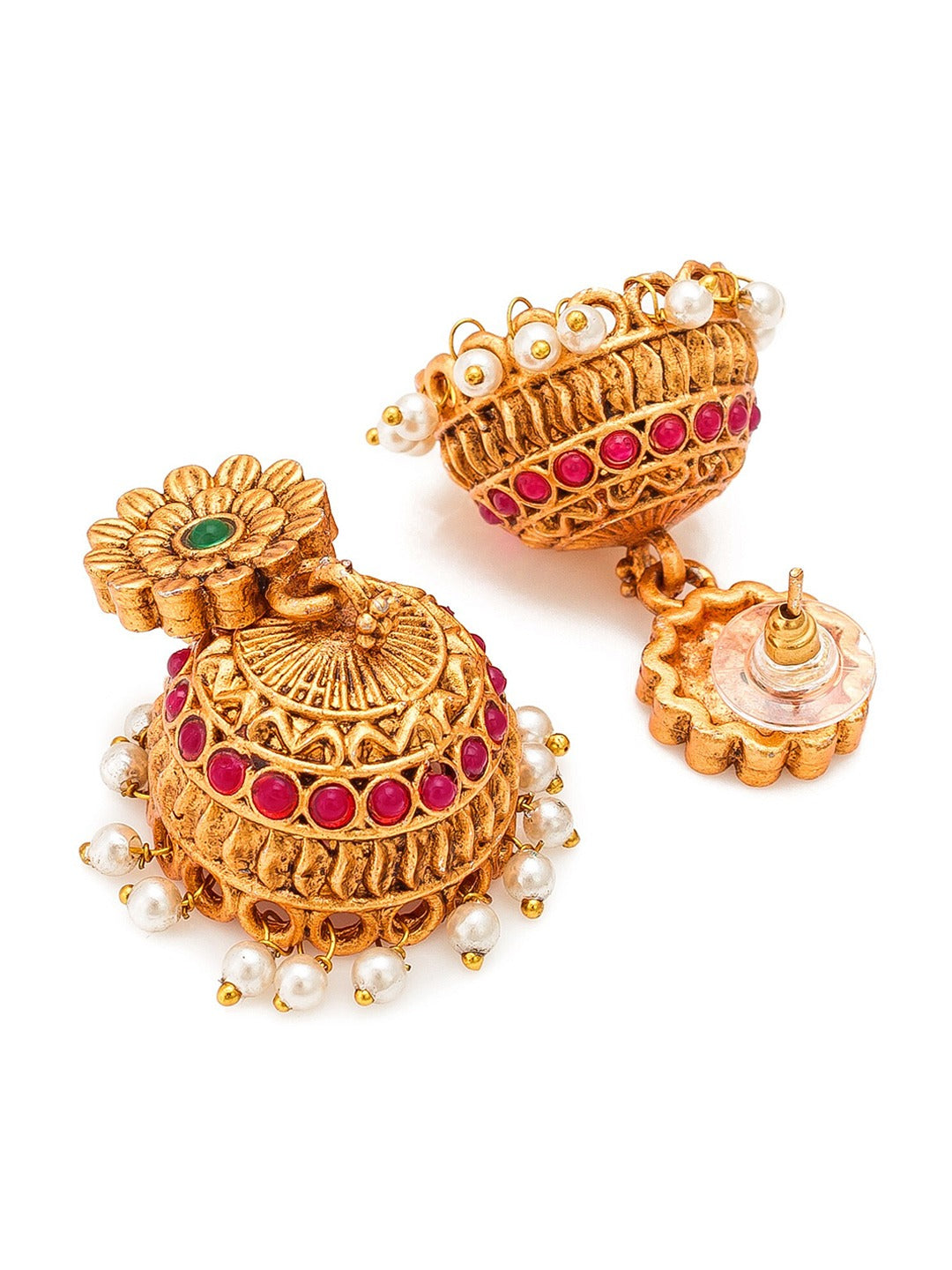 Aadita Gold-Plated White Stone-Studded Jewellery Set