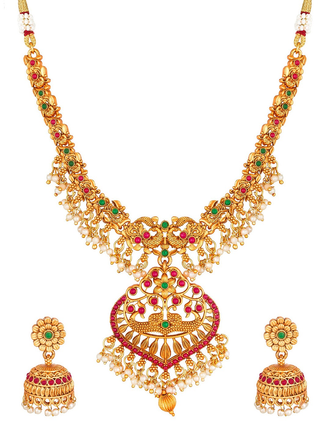 Aadita Gold-Plated White Stone-Studded Jewellery Set