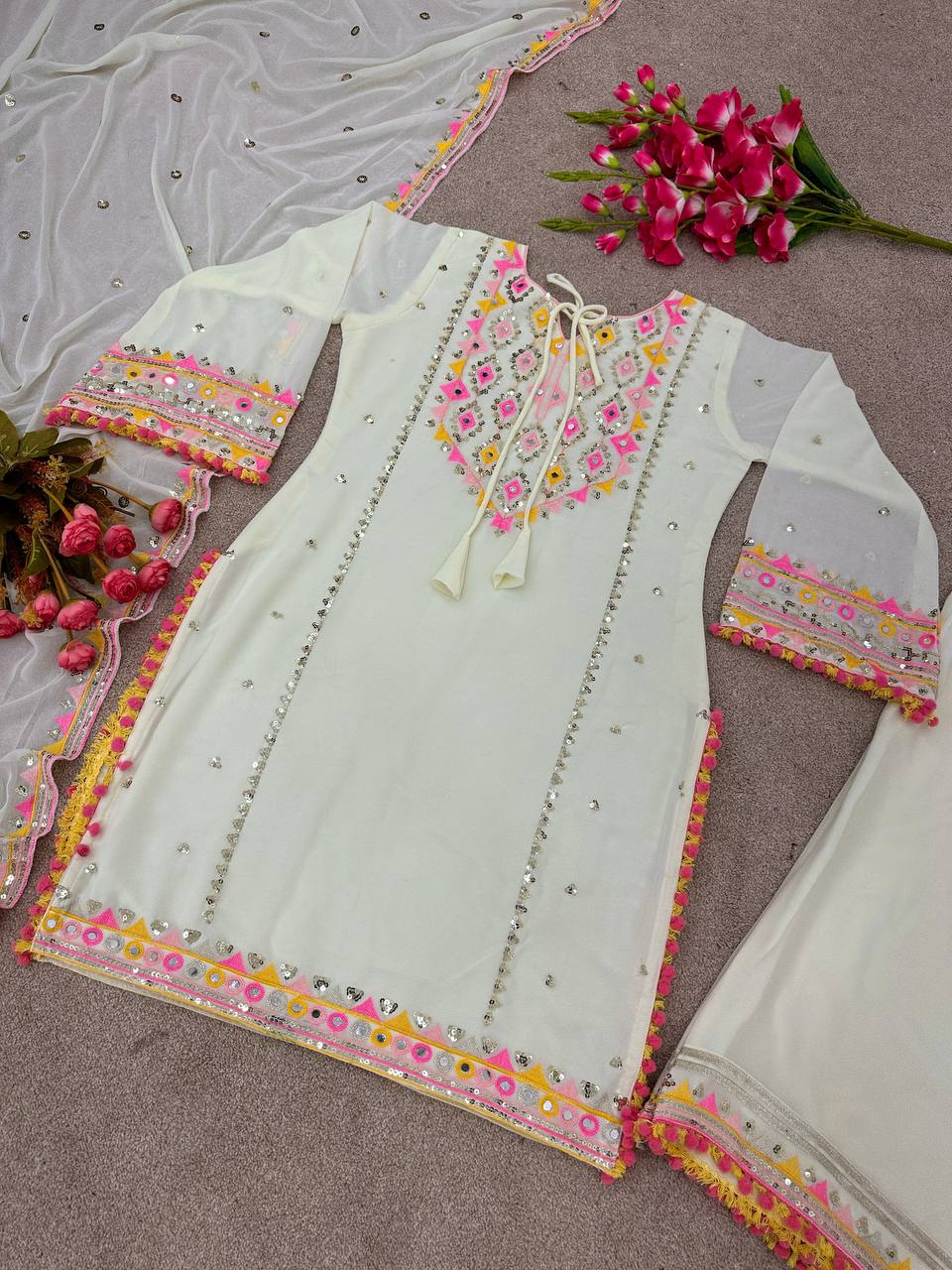 Faux Georgette With Heavy Embroidery Sequence Work