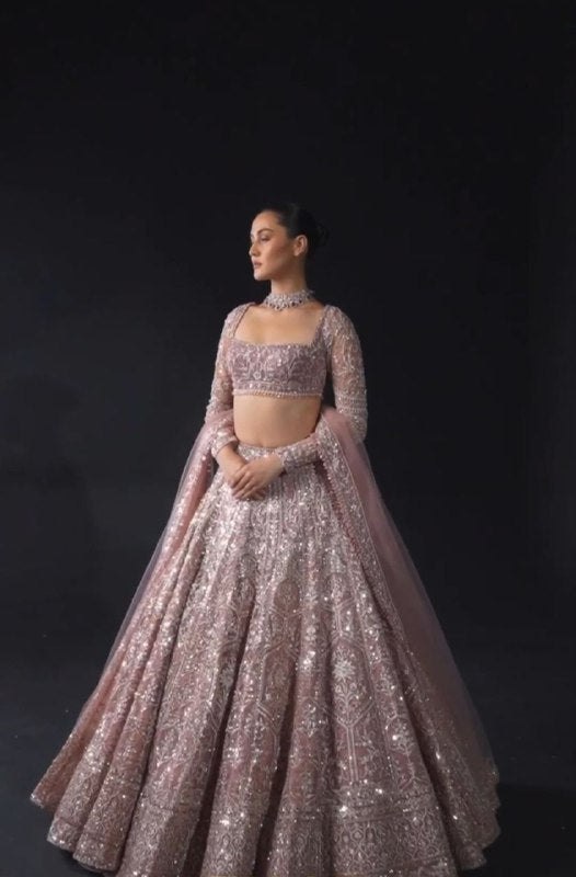 Premium Net Embellished With Beautiful Thread Embroidery Lehenga Choli