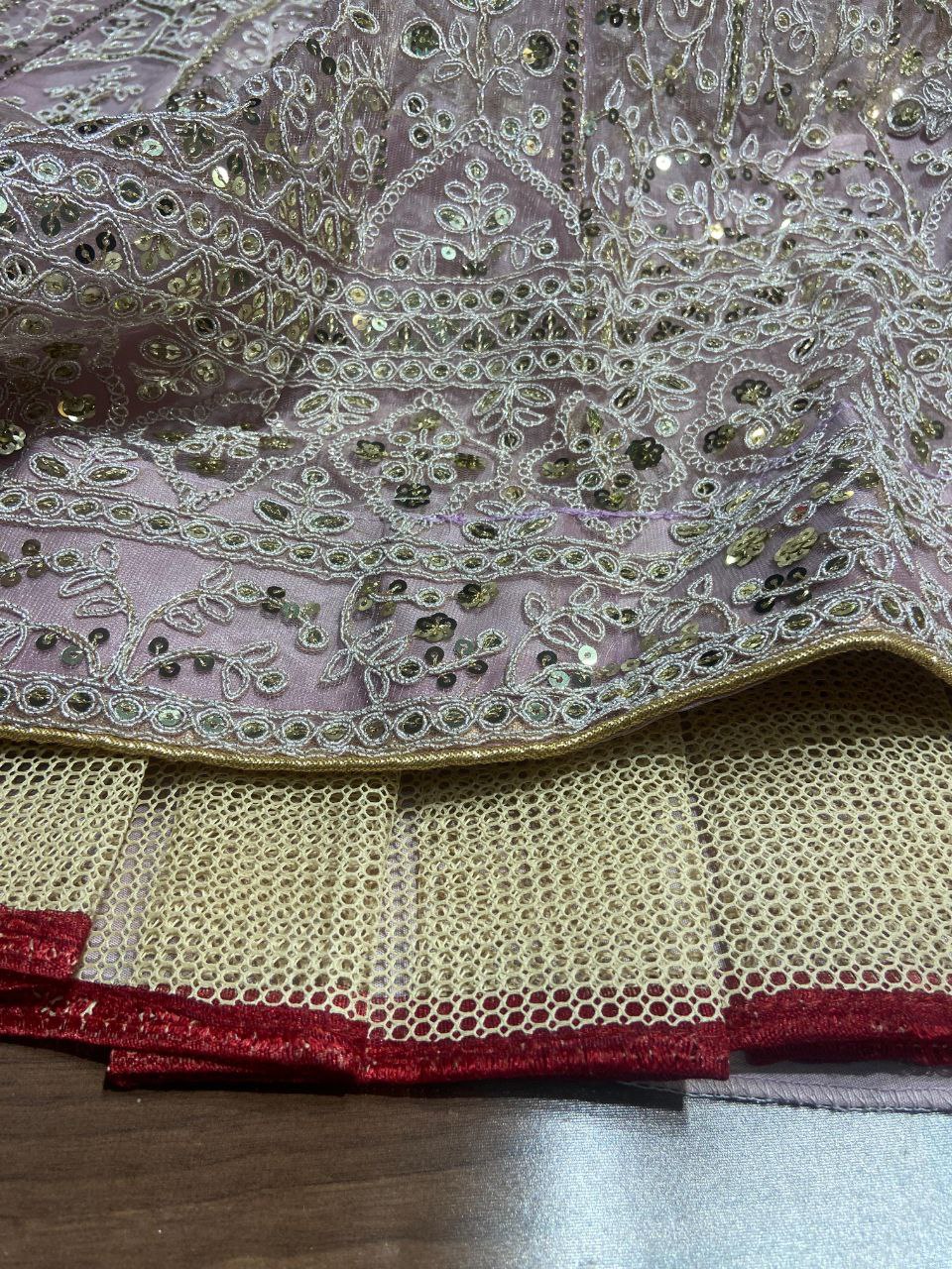 Premium Net Embellished With Beautiful Thread Embroidery Lehenga Choli