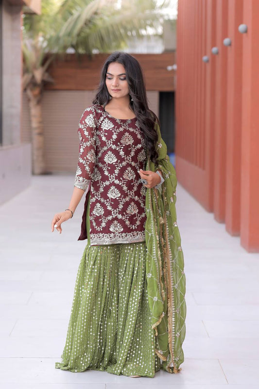 Launching New Designer Party Wear Look Top , Sharara Plazzo  and Dupatta