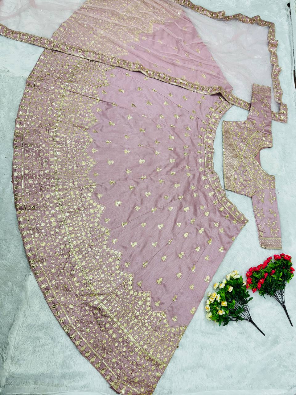 Designer Heavy Mono Silk  Embroidery Work Lehenga Choli With Dupatta