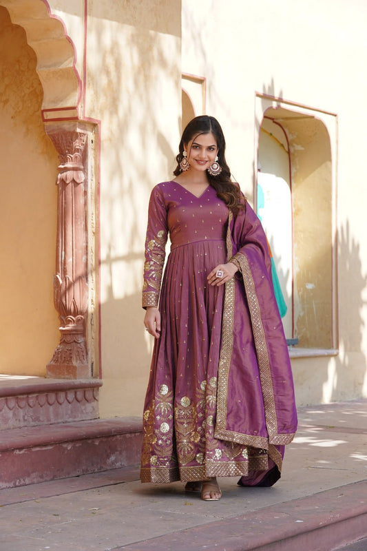 Viscose Cosmos With  Embroidery Zari Sequins-work