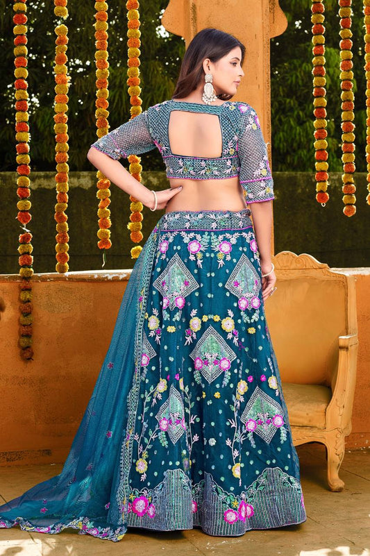 Own Modelling 3.5 Meter Flared Lehenga Butterfly Net embroidered Sequins work