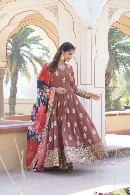 Faux Georgette with Embroidery Zari Sequins work