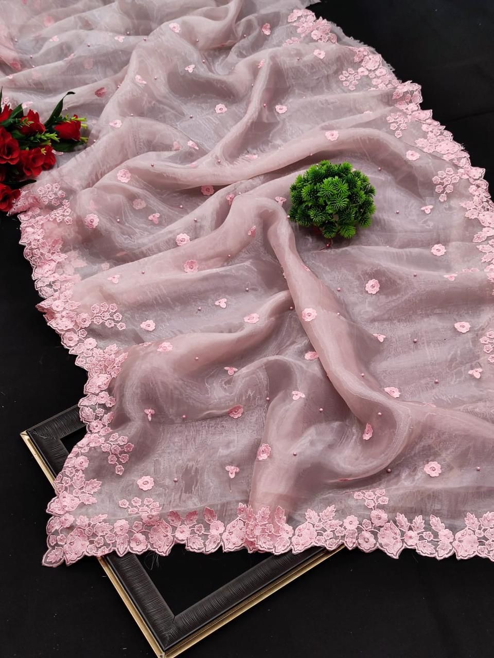 Heavy Thread Multy colour Work Border Saree