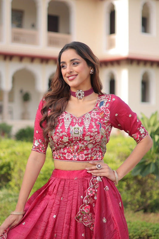 Premium Designer Sequins Embroidered Lehenga choli Dupatta Set