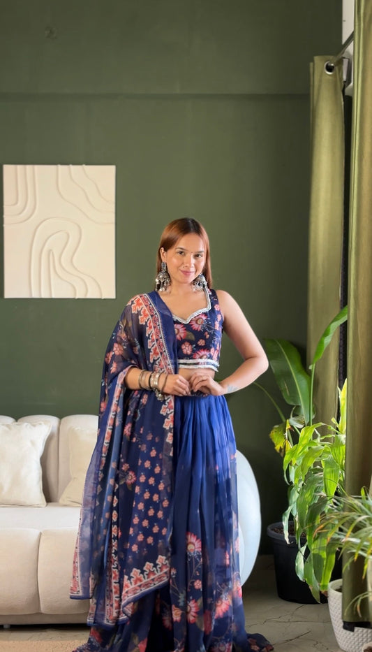 Premium Soft Fox Georgette digital printed lehenga