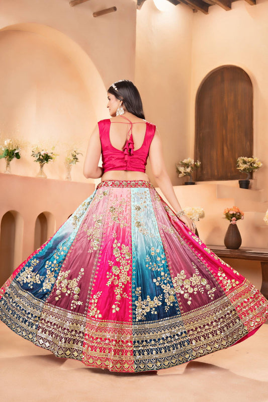Chinon Pedding Sequins and Zari Embroidery Work Choli