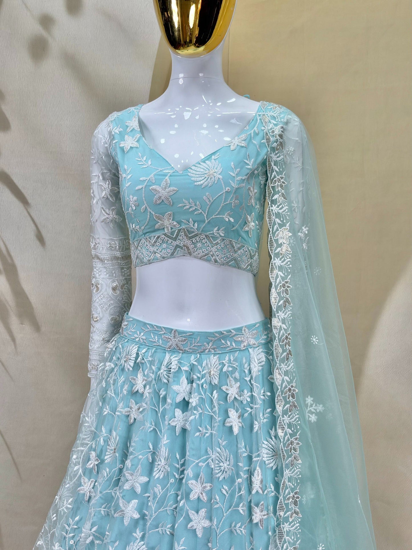 Soft Net Heavy Zari Sequence & Embroidery Work Choli