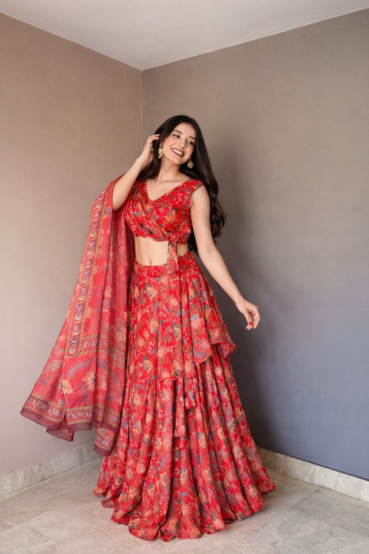 Beautiful all over floral printed lehenga