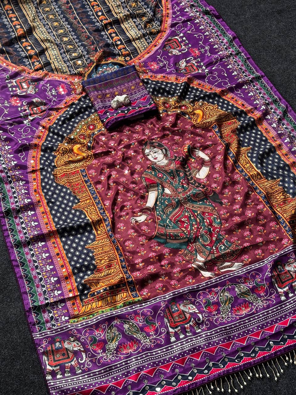 NEW VIRAL INSTRGRAM TOP TRENDING POSITION PRINT SAREE LUNCH