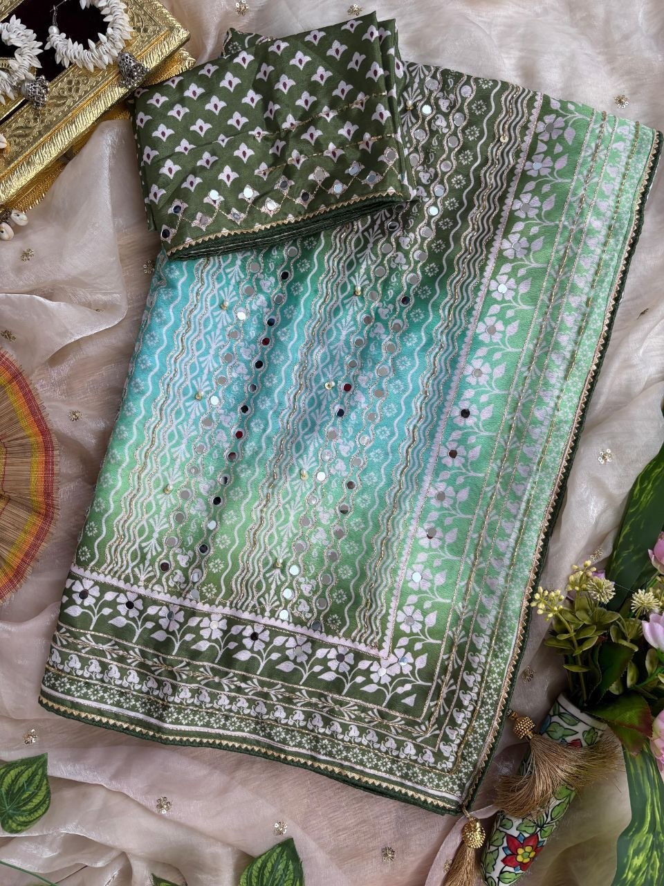 Very Soft and Elegant Rich look Soft Chinon Silk Digital Print Saree