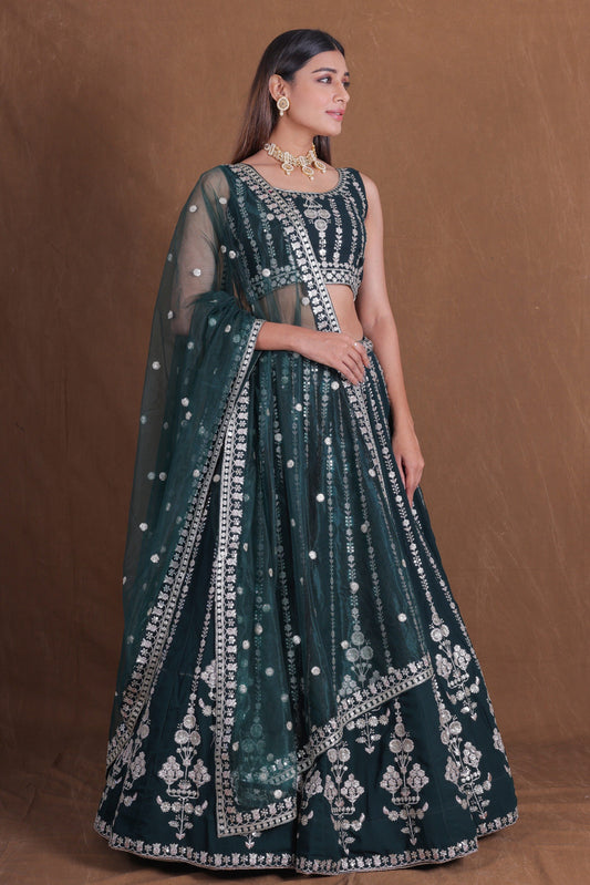 Goergette Multi Sequence embroidery choli